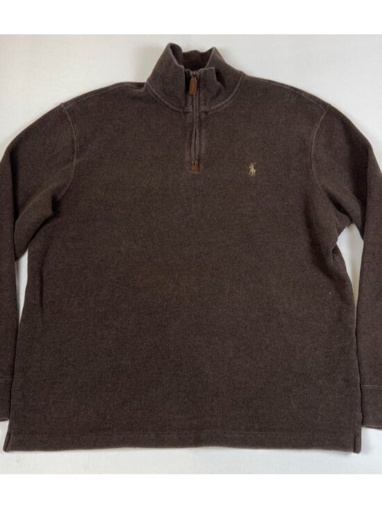 Polo Ralph Lauren Other - Polo Ralph Lauren Mens Size L Brown 100% Cotton 1/4 Zip Pullover Sweater